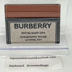 Burberry Tan and Black Logo Card Holder Pristine Condition